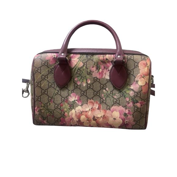 Authenticated Gucci GG Blooms Boston Bag 409529 Floral Canvas & Pink Leather - Picture 1 of 12